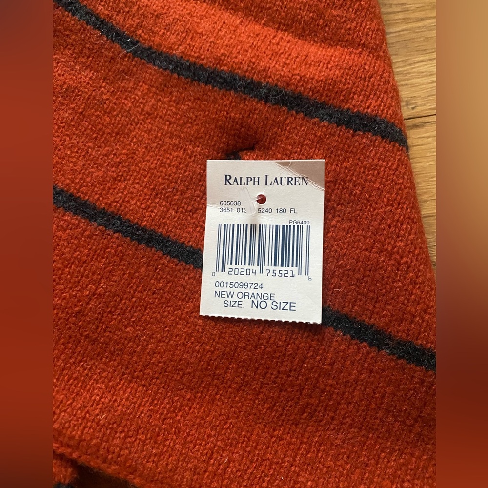 Ralph Lauren Orange and Black Knit Scarf - Picture 2 of 3